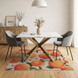 Orange Playful Peach Fruit Pattern Area Rug