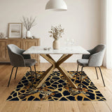 Golden Giraffe Heads Geometric Area Rug