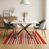 Geometric Modern Bold Red and White Striped Area Rug
