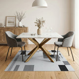 Black and White Geometric Modern Geometric Black White Abstract Area Rug