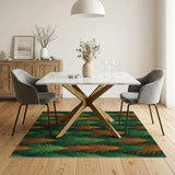 Rustic Farmhouse Green Pine Forest Area Rug