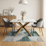 Abstract Teal Green Geometric Area Rug