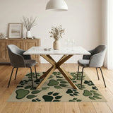 Playful Green Cat Paw Print Area Rug
