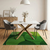 Vibrant Green Overlapping Circles Shag Area Rug