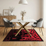 Gothic Haunted Castle Bats Red Area Rug