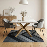 Grey Chevron Diagonal Stripe Area Rug