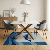 Leaping Blue Whale Ocean Waves Area Rug