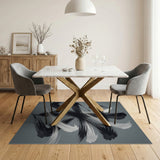 Dynamic Black White Brush Stroke Area Rug