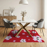 Kawaii Cherry Blossom Faces Red Area Rug