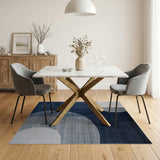Navy Blue Overlapping Circles Area Rug
