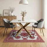 Red Starburst Floral Persian Rug