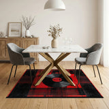 DEEZKZ Red Vinyl Record Distressed Area Rug