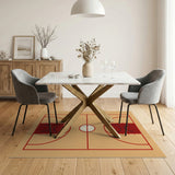 Beige and Neutral Basketball Court Area Rug