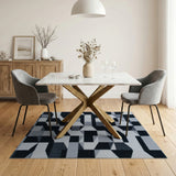 Modern Geometric Black White Area Rug