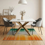 Ombre Green to Orange Vertical Stripe Area Rug