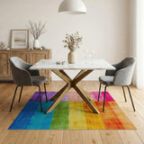 Vibrant Rainbow Striped Distressed Area Rug