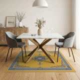 Ornate Gold Mandala Area Rug