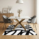 Black and White Abstract Swirl Area Rug