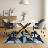 Navy Geometric Triangle Area Rug