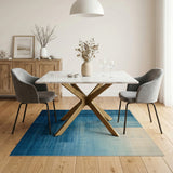 Blue and Teal Blue Teal Geometric Stripe Area Rug