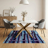 Modern Geometric Blue Purple Area Rug
