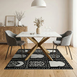 Ornate Moroccan Arch Black White Area Rug