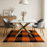 Bold Orange Black Buffalo Plaid Rustic Farmhouse Area Rug