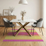 Vibrant Pink Yellow Geometric Lattice Area Rug