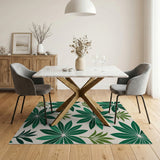 Bold Green Palm Leaf Area Rug