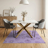 Purple Floral Line Art Area Rug