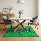 Electric Green Pink Tribal Area Rug