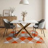 Vibrant Orange Diamond Check Area Rug