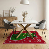 Festive Green Cartoon Cat Holiday Rug