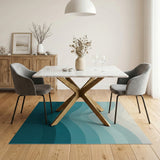 Wavy Blue Teal Gradient Abstract Area Rug