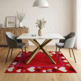 Red Hearts Border Crochet Area Rug