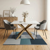 Modern Geometric Teal Grey Area Rug