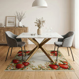 ODIKA Vintage Strawberry Botanical Washable Area Rug - Low Pile Non-Slip & Pet Friendly