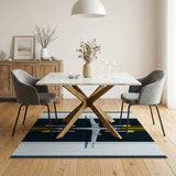 Airplane on Runway Geometric Area Rug