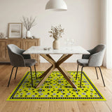 Sunny Yellow Bees Daisies Cartoon Area Rug