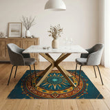Teal Sun Mandala Southwestern Rug