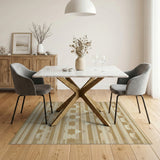 Beige and Neutral Woven Beige Heritage Tribal Woven Area Rug