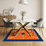 Geometric Modern Basketball Orange Basketball Court Area Rug