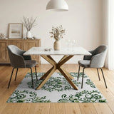 Floral Vintage Green Elegant Green Floral Damask Area Rug