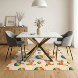 Whimsical Cats Rainbow Balls Washable Area Rug