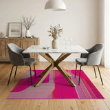 Vibrant Pink Geometric Wave Area Rug
