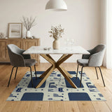 Navy Whimsical Cat Dino Kids Rug