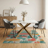ODIKA Tropical Surfboard Washable Area Rug - Low Pile Non-Slip Coastal Decor