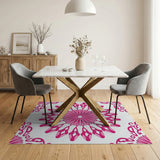 Pink Pink Floral Mandala Area Rug