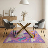 Multi-color and Patterns Magical Unicorn Rainbow Kids Area Rug