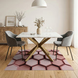 Pink 3D Hexagon Geometric Area Rug